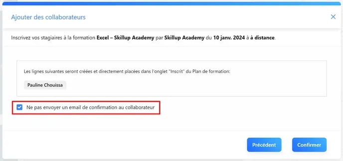 Registration without notification