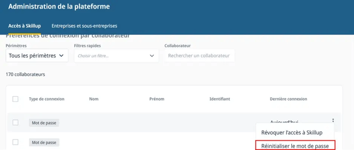 Reinitialisation mot de passe